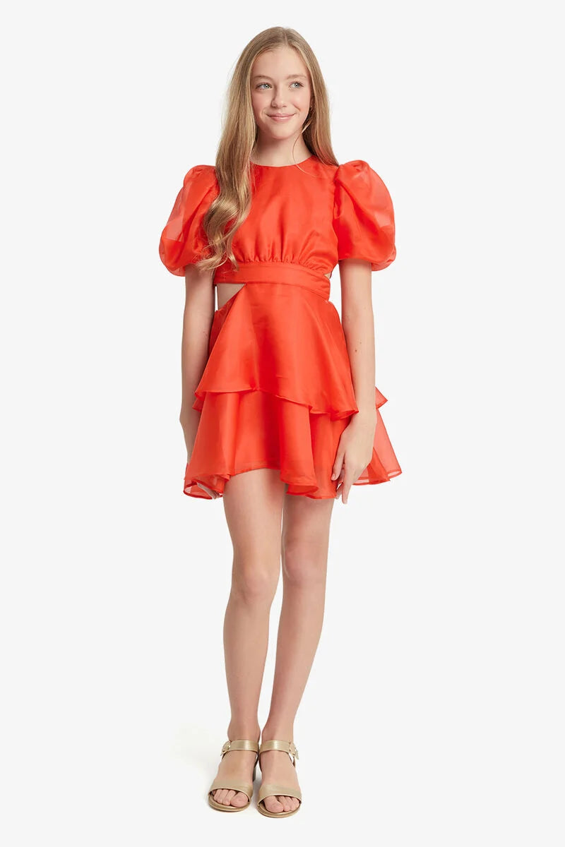 enya organza mini dress Bardot Enya Organza Mini Dress Puff Sleeve Sunshine Yellow Size XS 2 Sorority