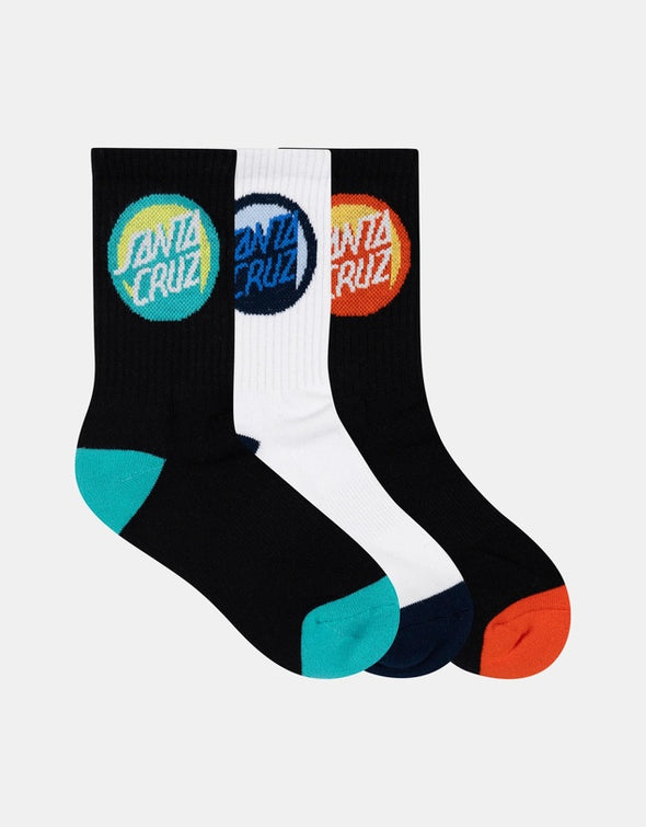 Youth Bold Shadow Dot Crew Sock (4 Pack) by Santa Cruz