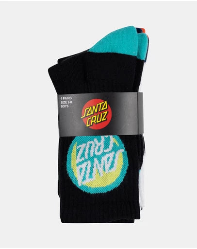 Youth Bold Shadow Dot Crew Sock (4 Pack) by Santa Cruz