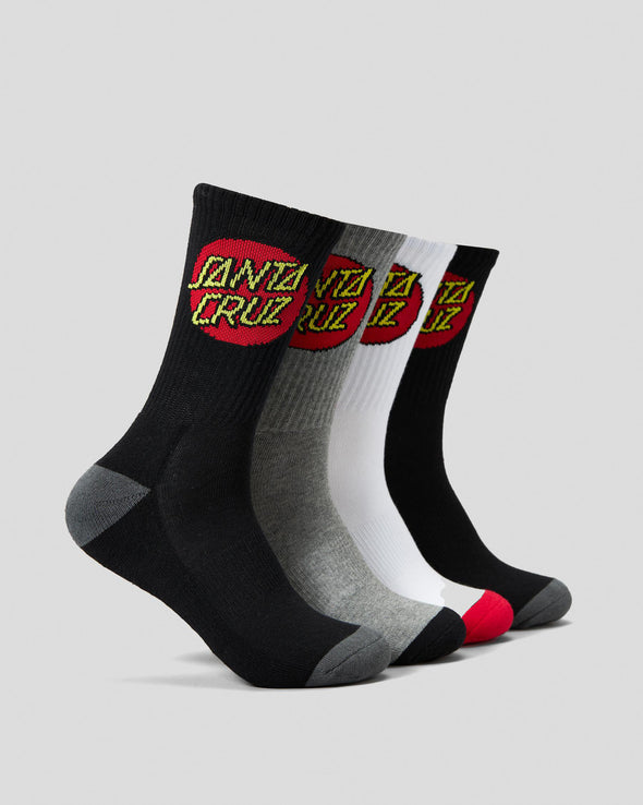 Youth Classic Dot Crew Sock (4 Pack) by Santa Cruz