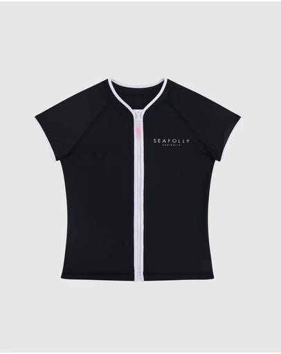 Essentials Short Sleeve Zip Front Rashie by Seafolly