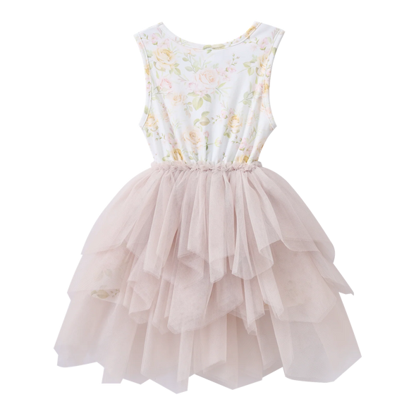 Girls Jasmine Floral Beige Shredded Tutu by Cracked Soda