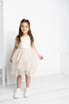 Girls Jasmine Floral Beige Shredded Tutu by Cracked Soda