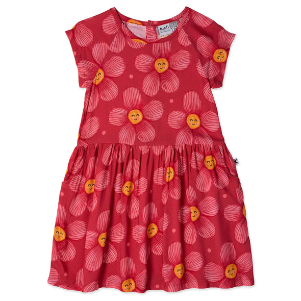 Girls Painted Flower Woven Dress by Minti