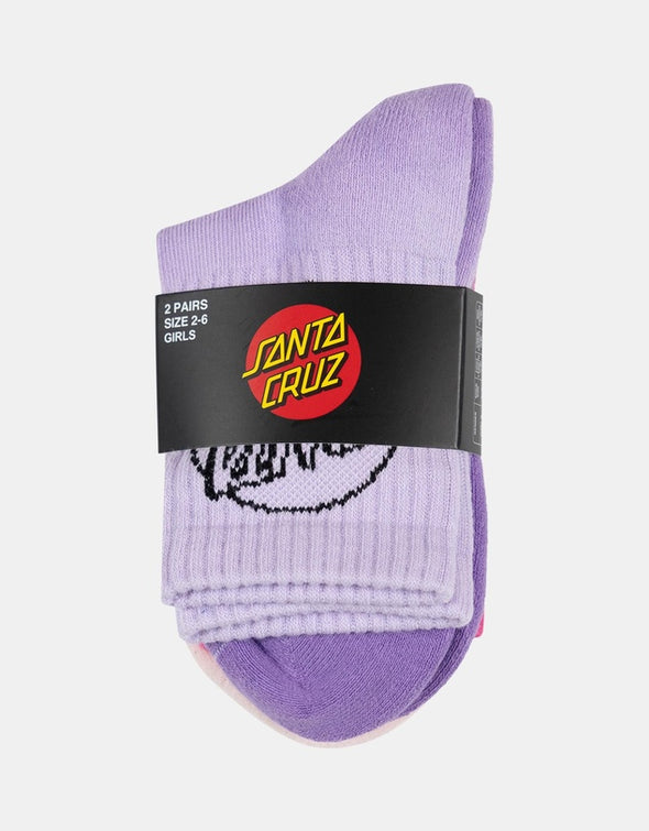 Youth Girls Opus Dot Mid Sock (2 pk) by Santa Cruz