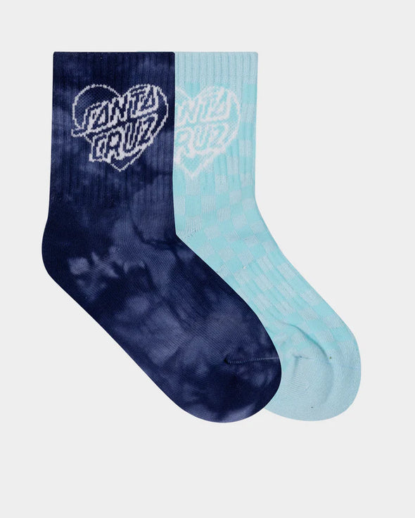Heart Dot Hollow Mid Sock by Santa Cruz ( 2 Pack)
