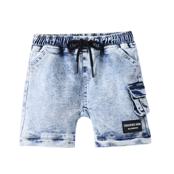 Boys Milo Denim Pocket Shorts by Cracked Soda