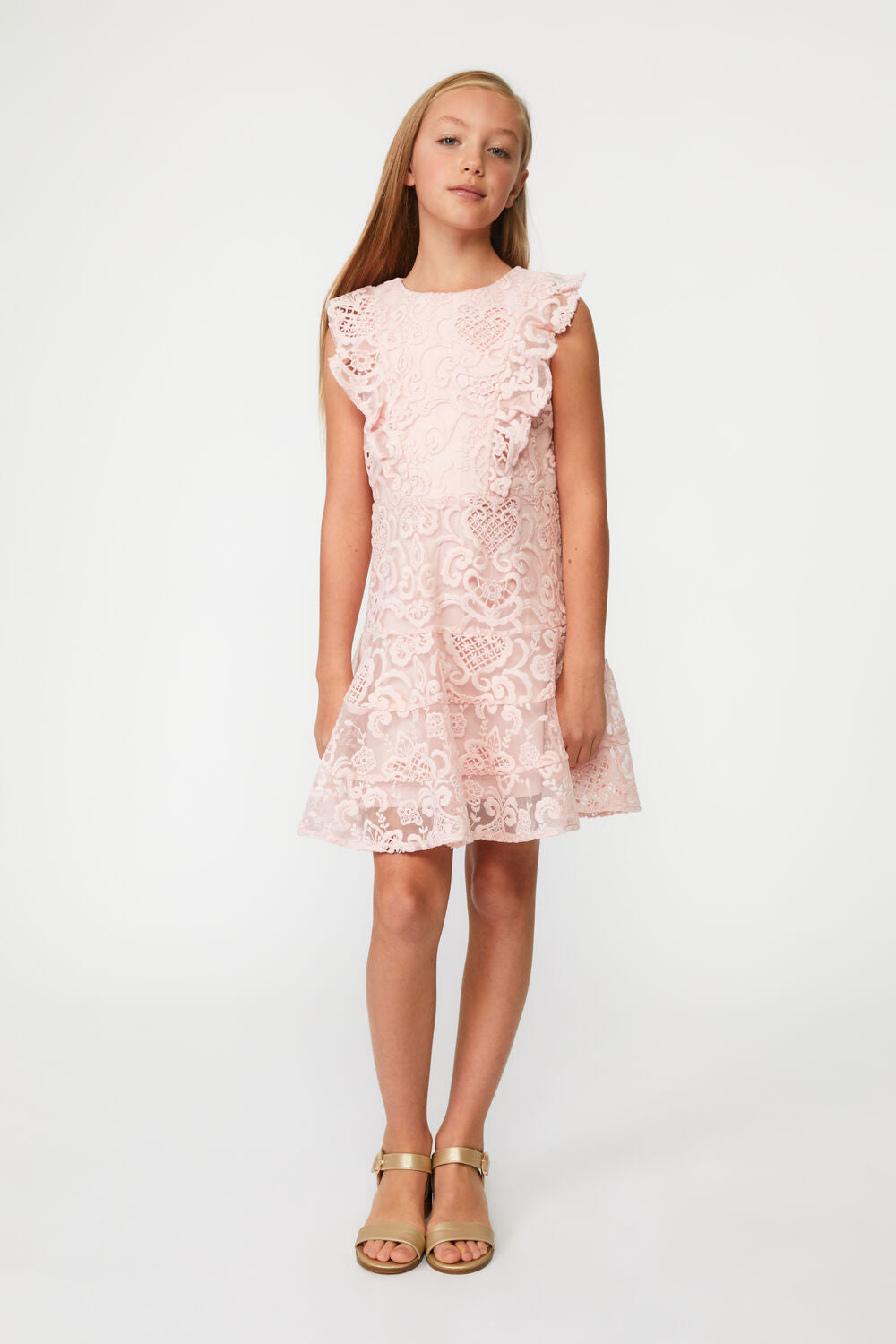 bardot junior sadie lace dress Girls Sadie Lace Dress In Blush Pink